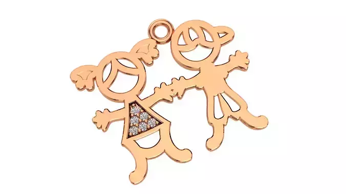 Boy and Girl Necklace Charm Pendant