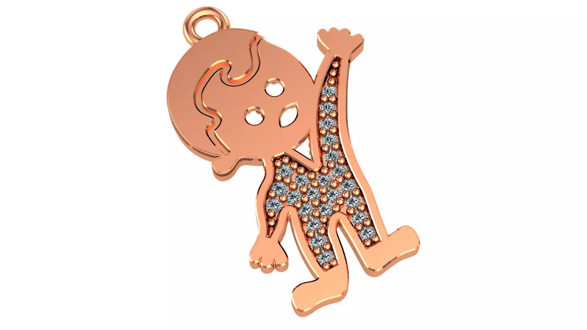 Kid Waving Hand Charm Necklace Pendant 3D print model