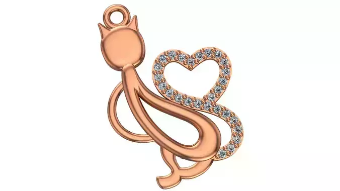 Cat love Pendant 3D print model