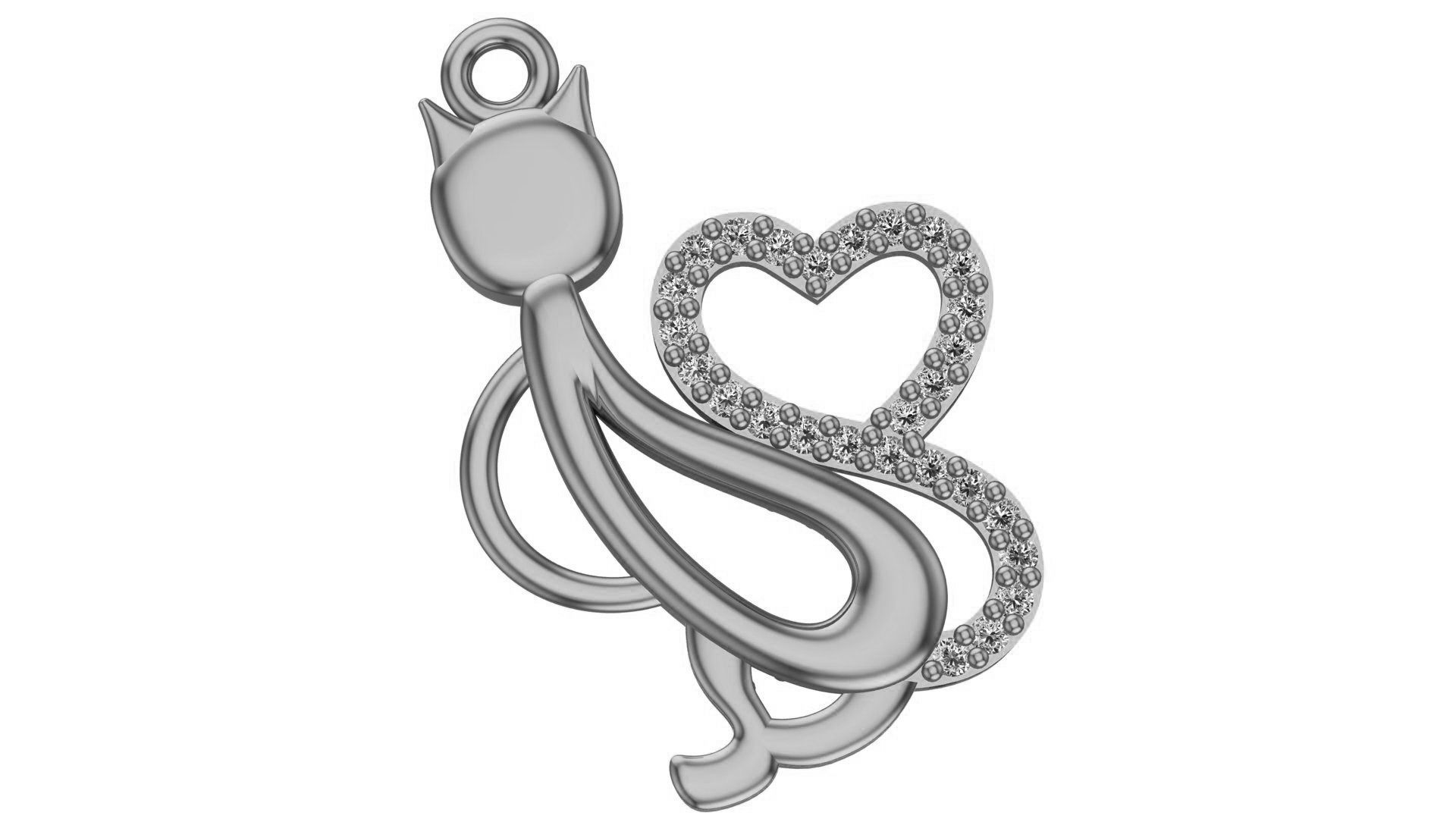 Cat love Pendant 3D print model_2