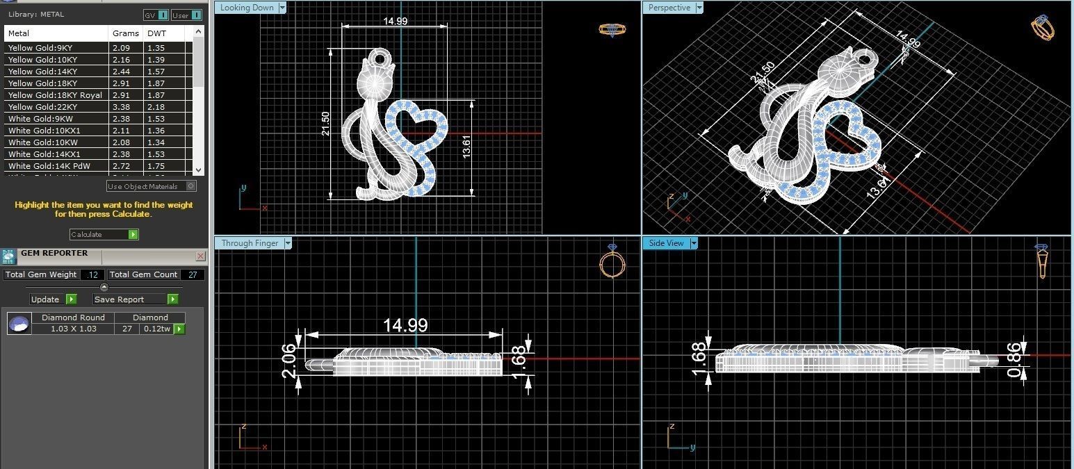 Cat love Pendant 3D print model_3