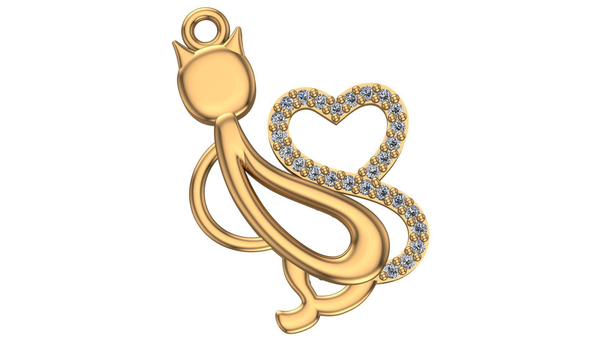 Cat love Pendant 3D print model_1