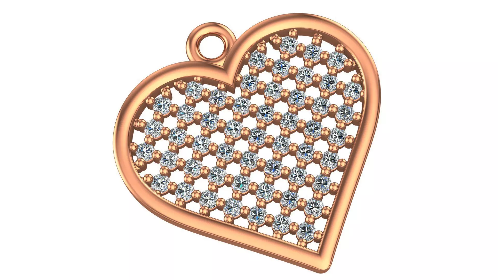 Diamond Mesh Heart Love Charm Pendant 3D print model_0