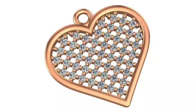 Diamond Mesh Heart Love Charm Pendant 3D print model