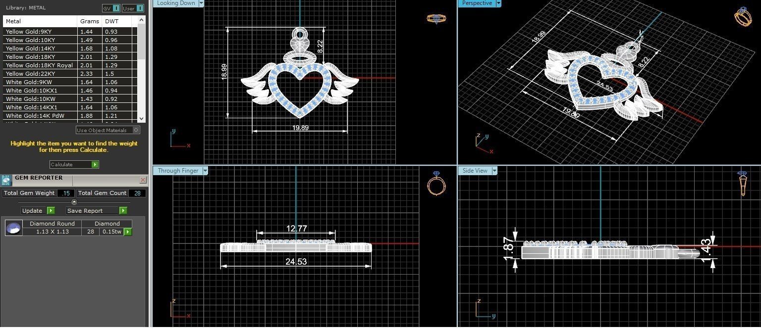 Heart With Wings Charm Pendant 3D print model_3