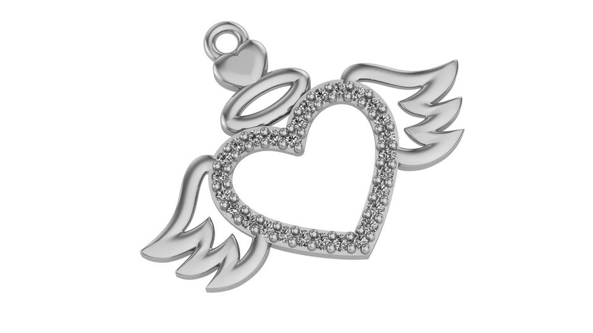 Heart With Wings Charm Pendant 3D print model_2