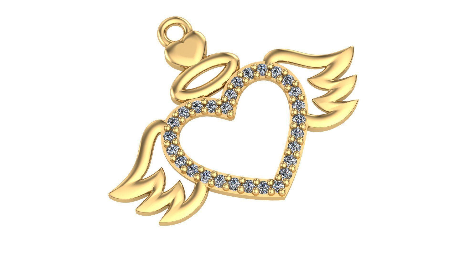 Heart With Wings Charm Pendant 3D print model_1