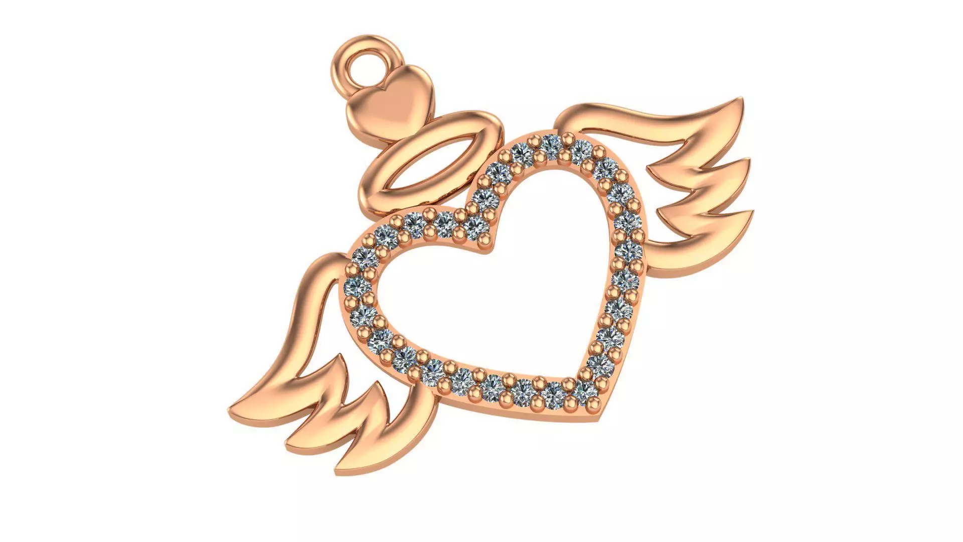 Heart With Wings Charm Pendant 3D print model_0