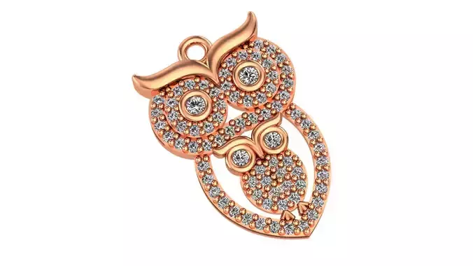 Diamond Owl Necklace Charm Pendant  3D print model