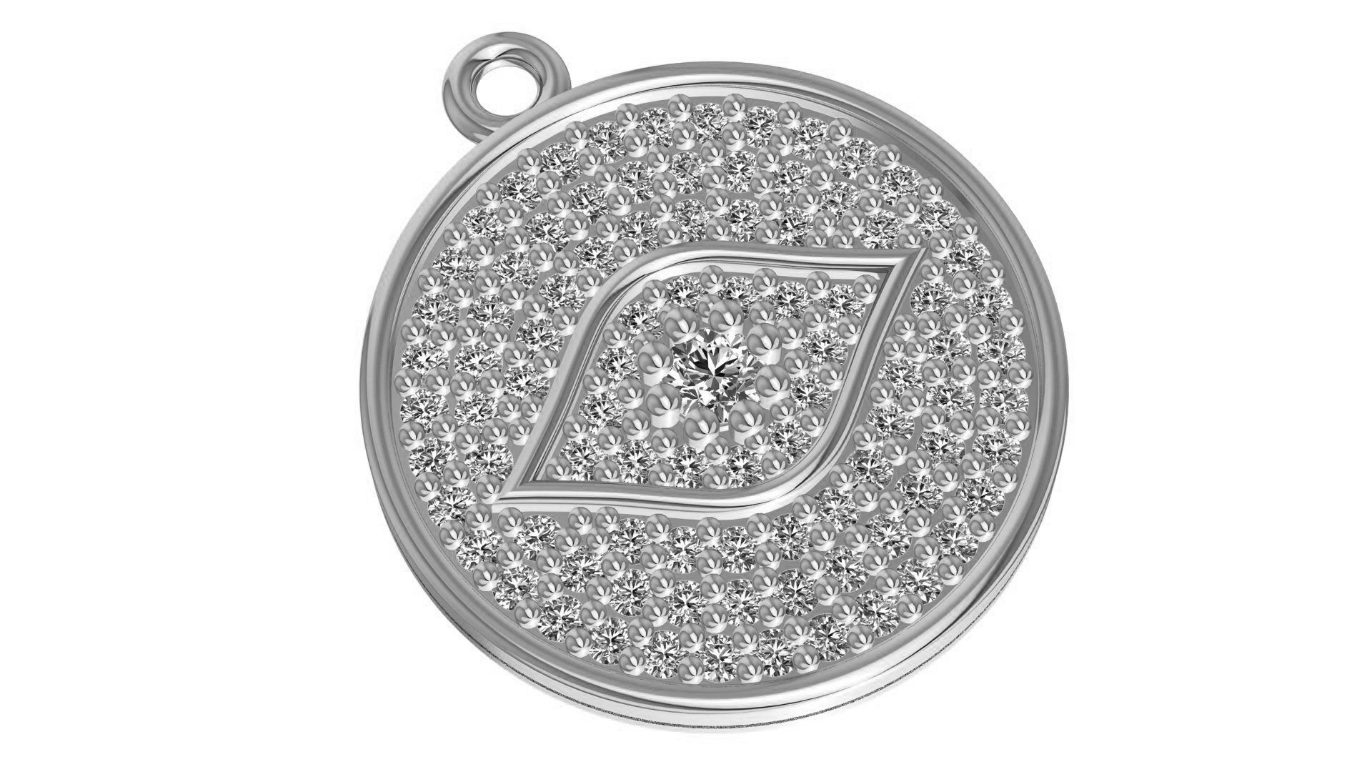 Eye Charm Pendant Necklace 3D print model_2