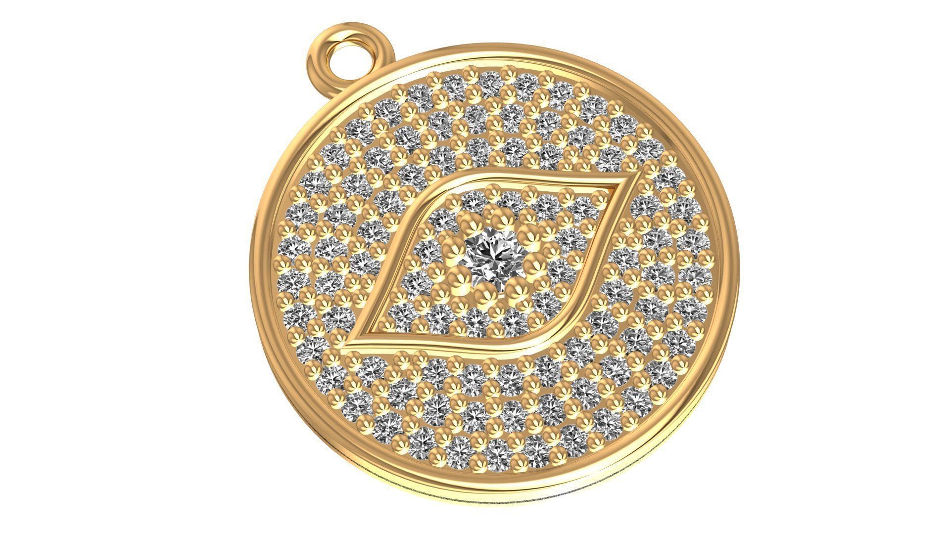 Eye Charm Pendant Necklace 3D print model_1