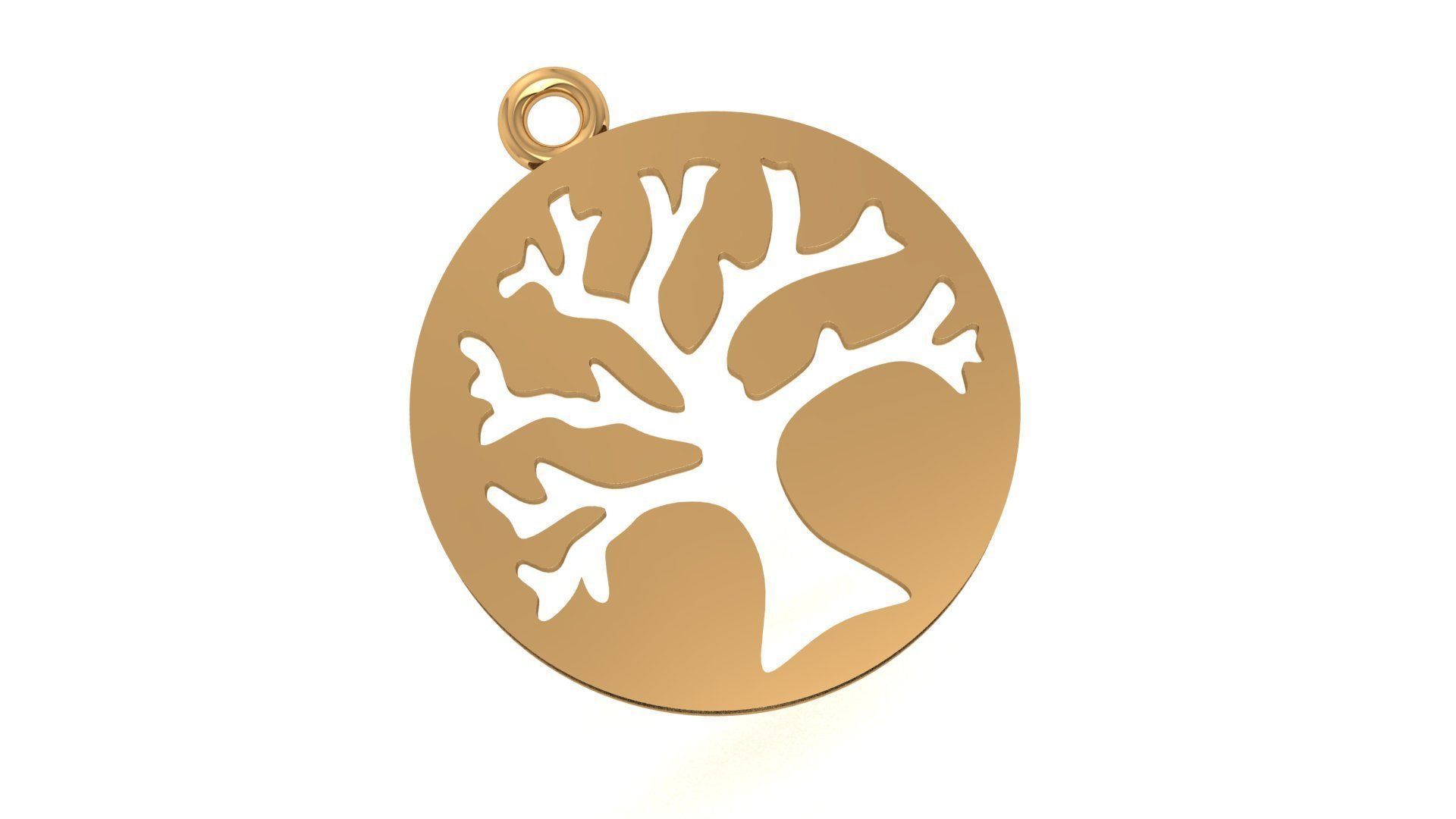 Golden Tree of Life Charm Necklace Pendant  3D print model_1