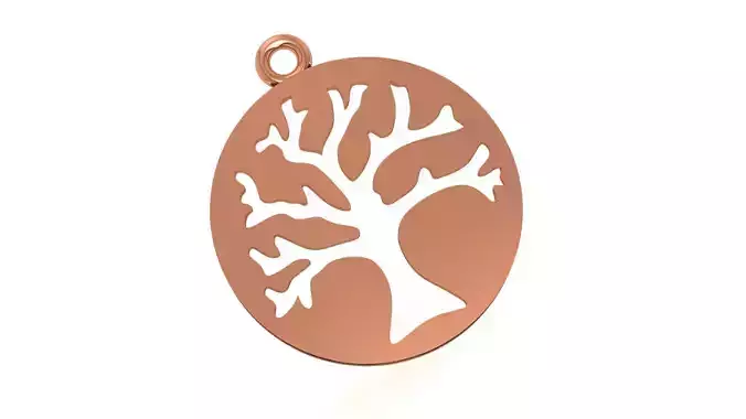 Golden Tree of Life Charm Necklace Pendant  3D print model
