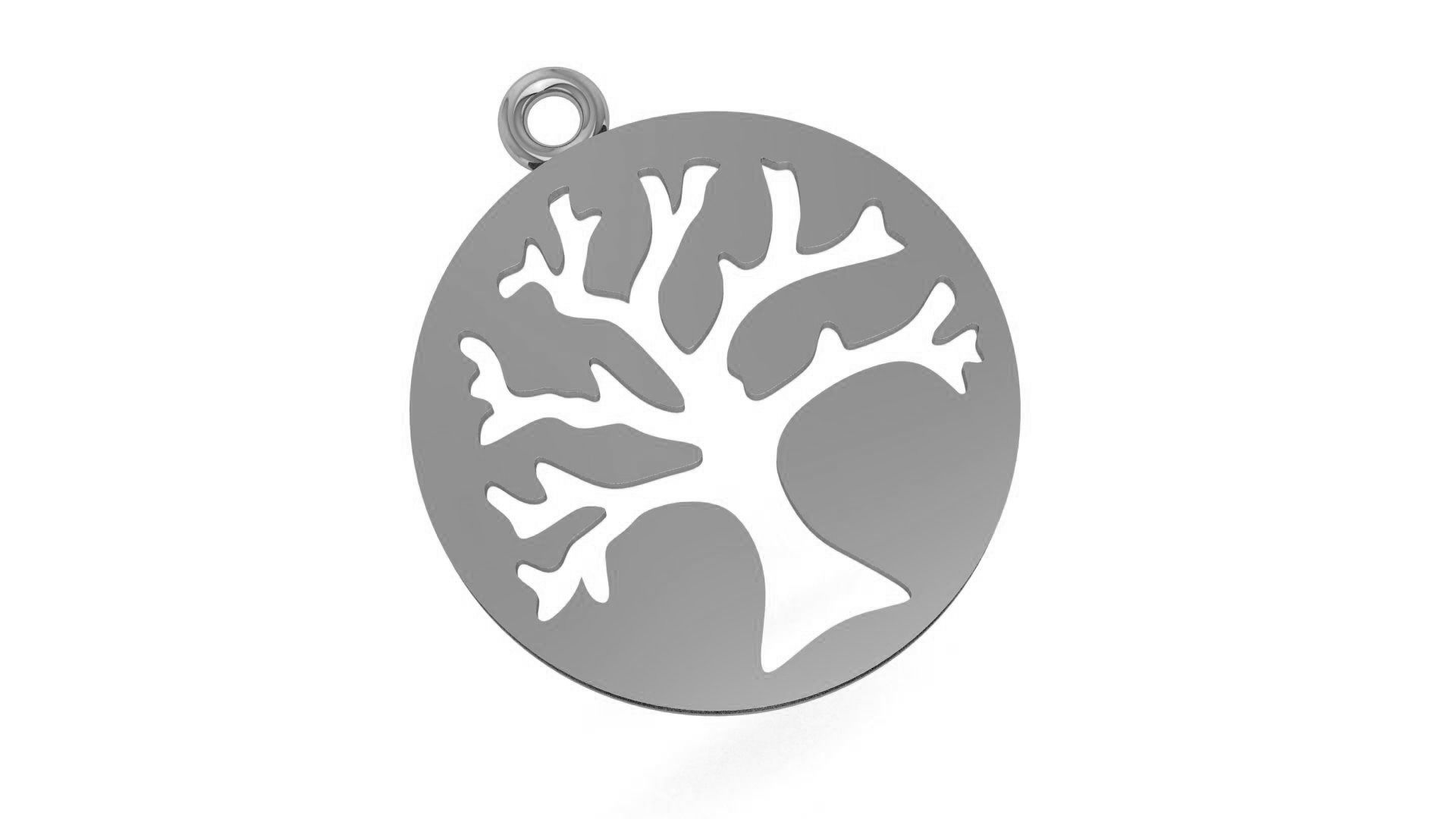 Golden Tree of Life Charm Necklace Pendant  3D print model_2