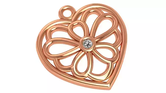 Flower Heart Love Pendant