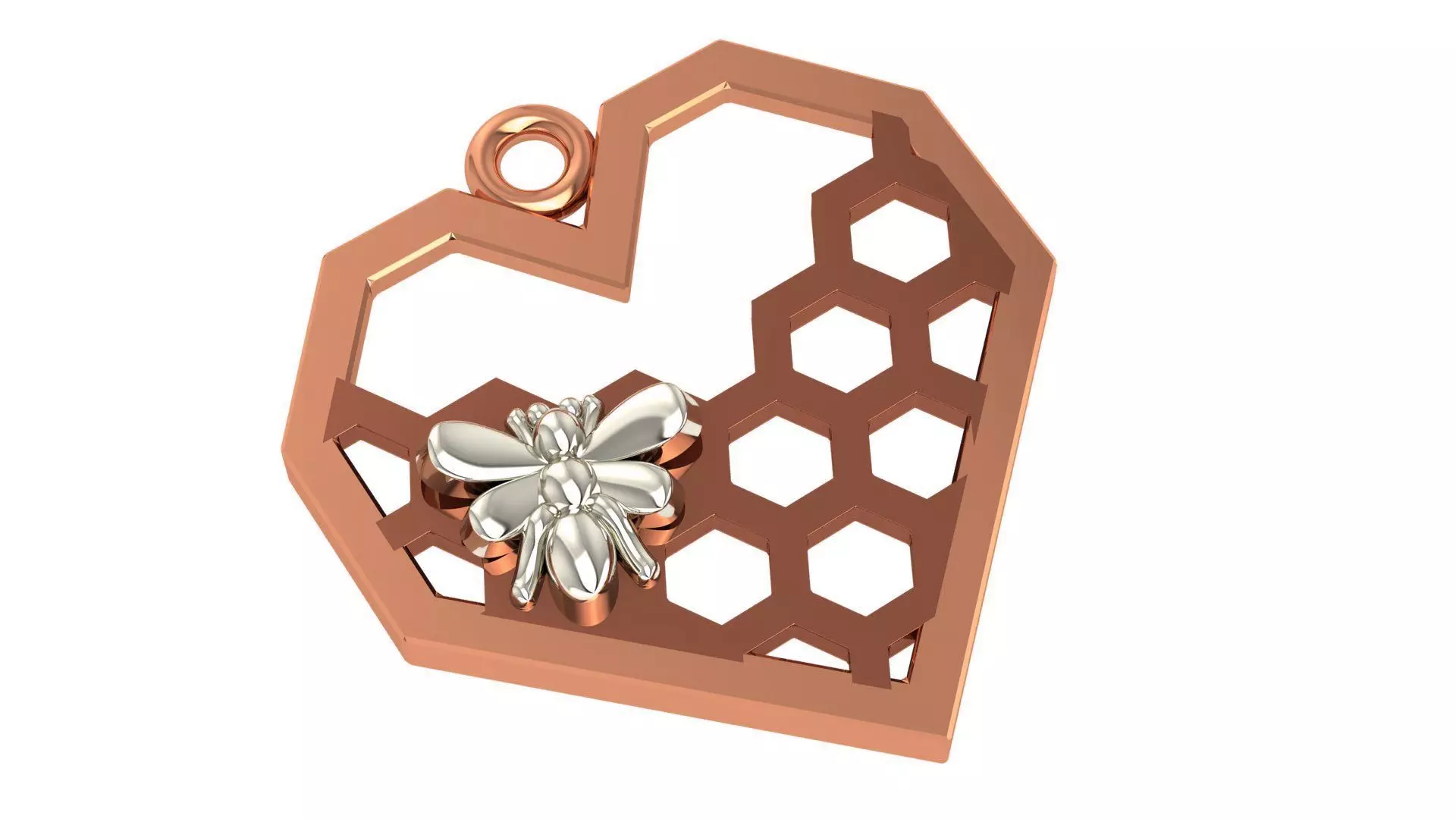 Bees Hives On Heart Pendant 3D print model_0