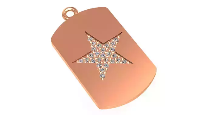 Star Badge Necklace Charm Pendant 3D print model