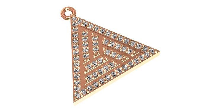 Diamond Egyptian Pyramid Charm Necklace Pendant 3D print model