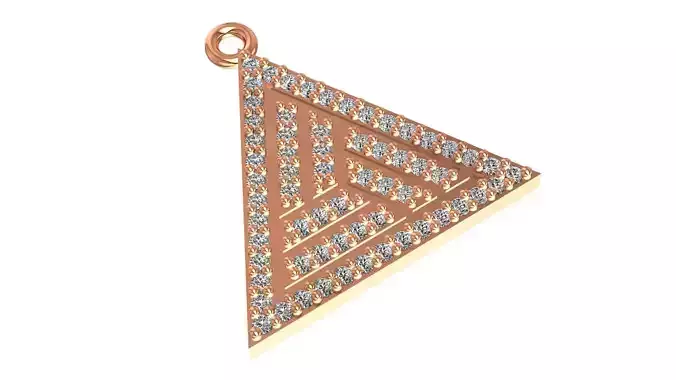 Diamond Egyptian Pyramid Charm Necklace Pendant