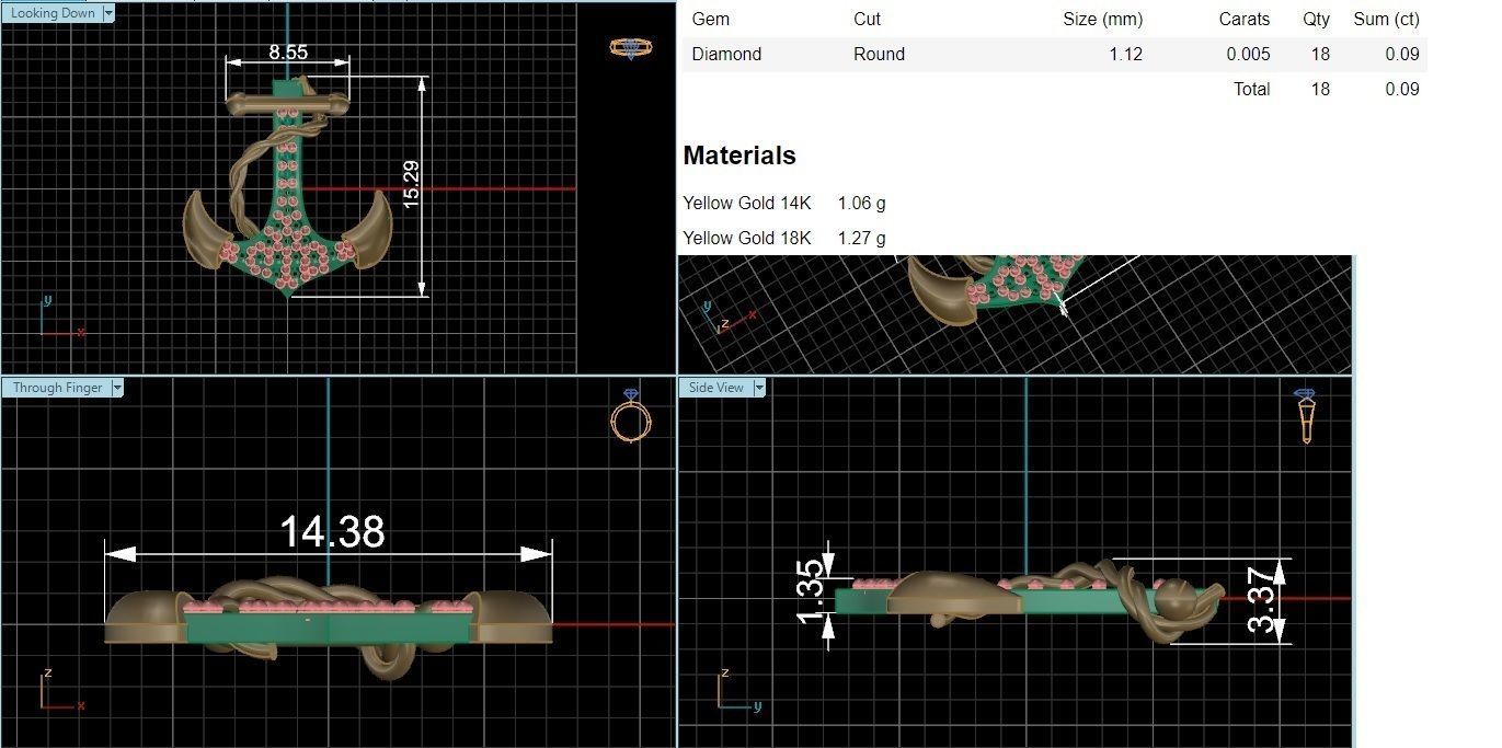 Anchor Necklace Charm Pendant 3D print model_3