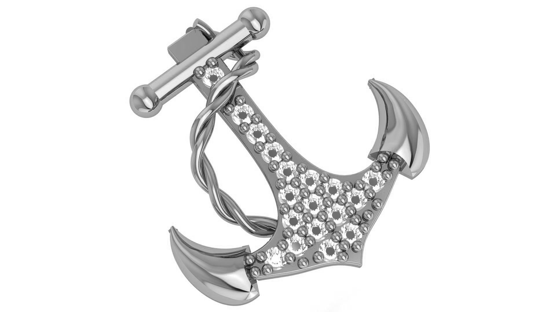 Anchor Necklace Charm Pendant 3D print model_2