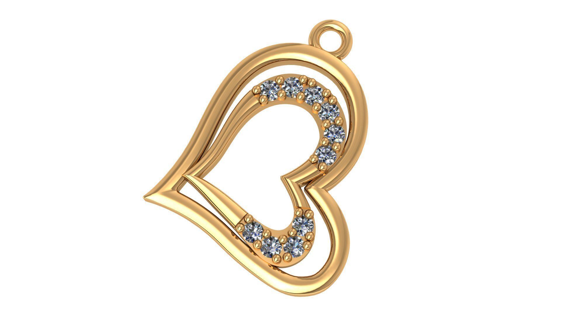 Dual heart charm Pendant 3D print model_1