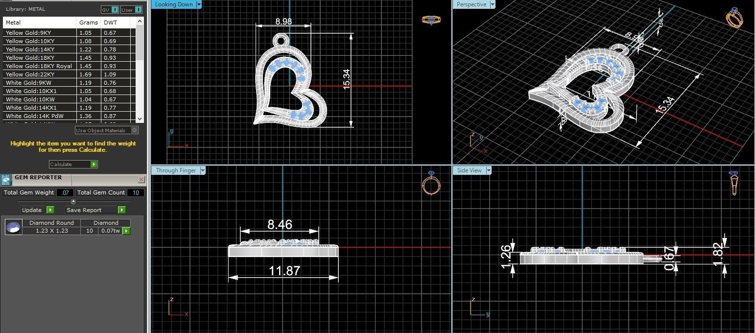 Dual heart charm Pendant 3D print model_3