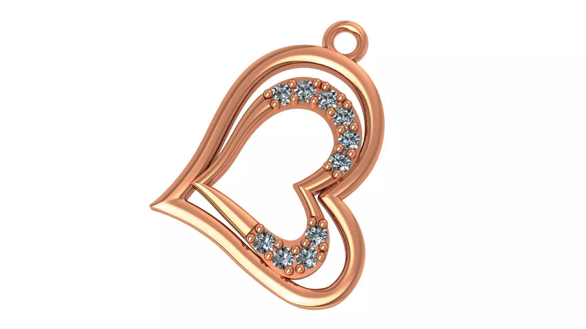 Dual heart charm Pendant 3D print model_0