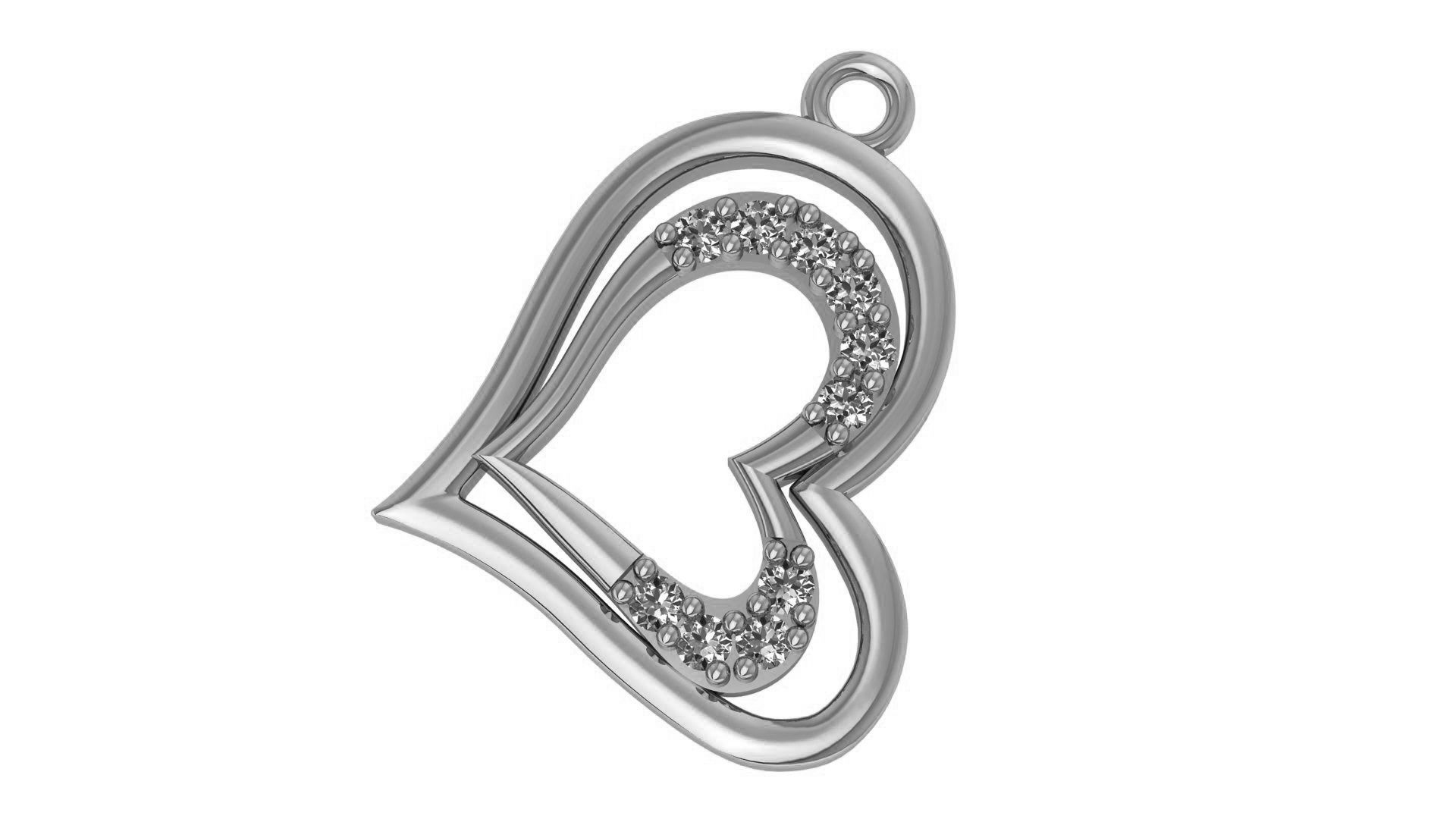 Dual heart charm Pendant 3D print model_2