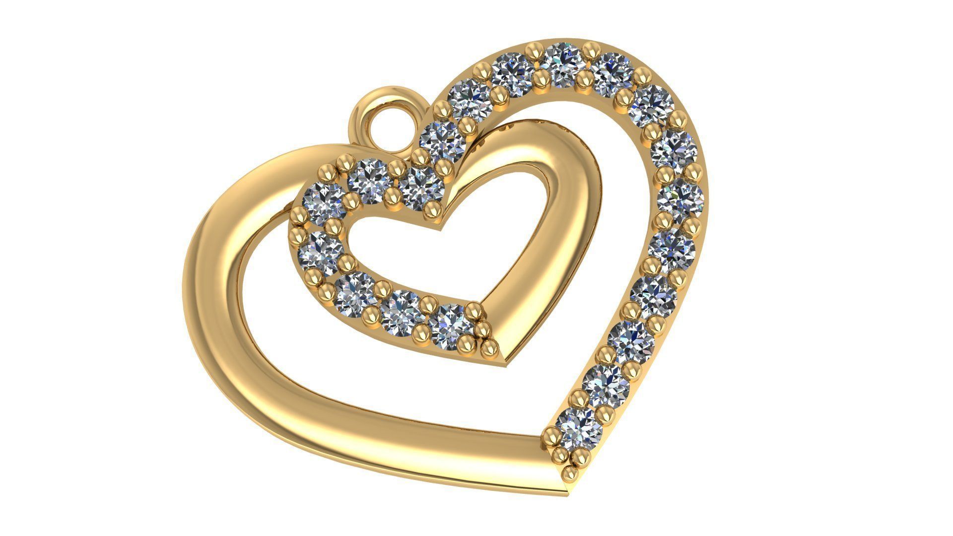 Dual Heart Pendant 3D print model_1