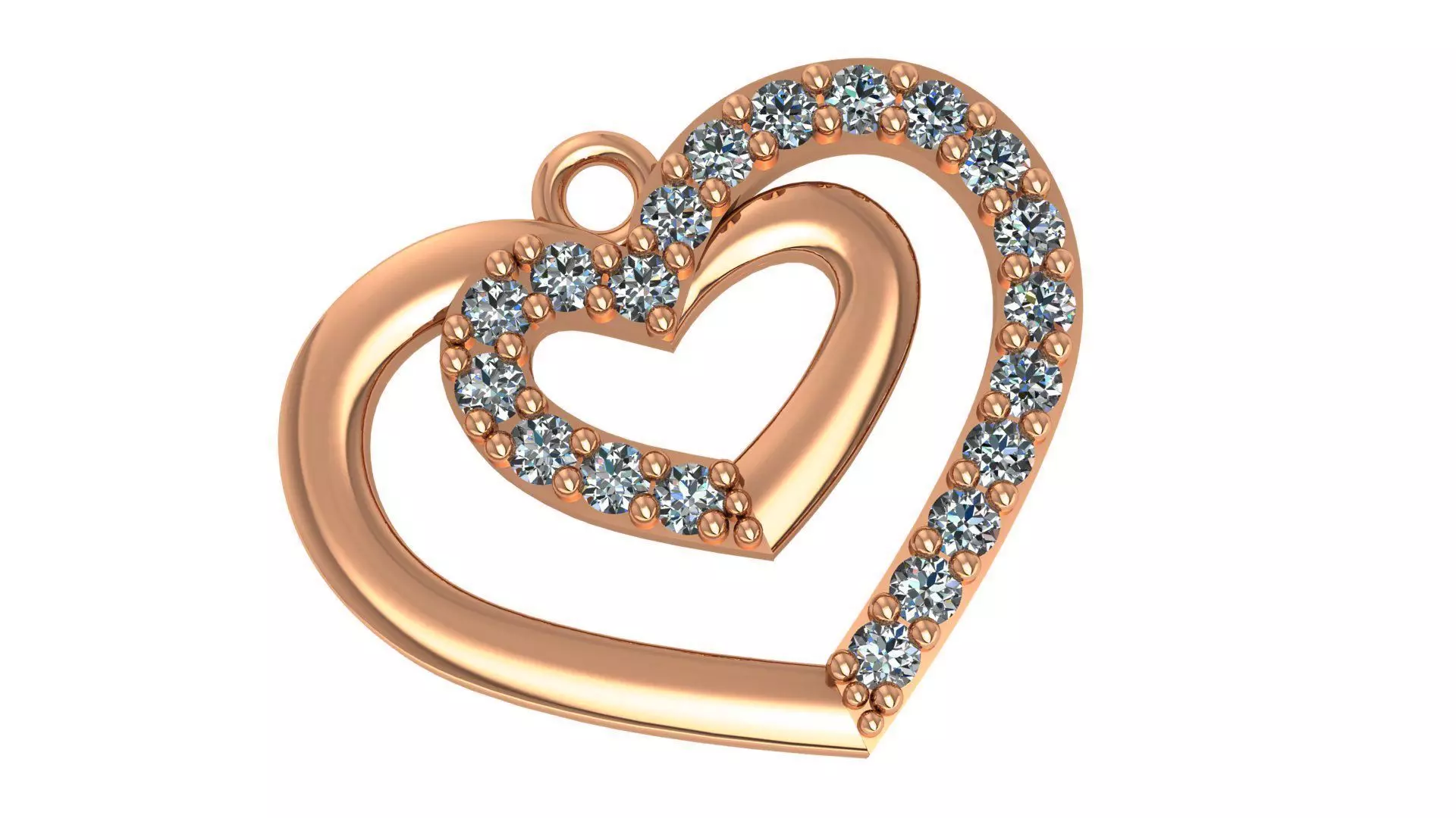 Dual Heart Pendant 3D print model_0