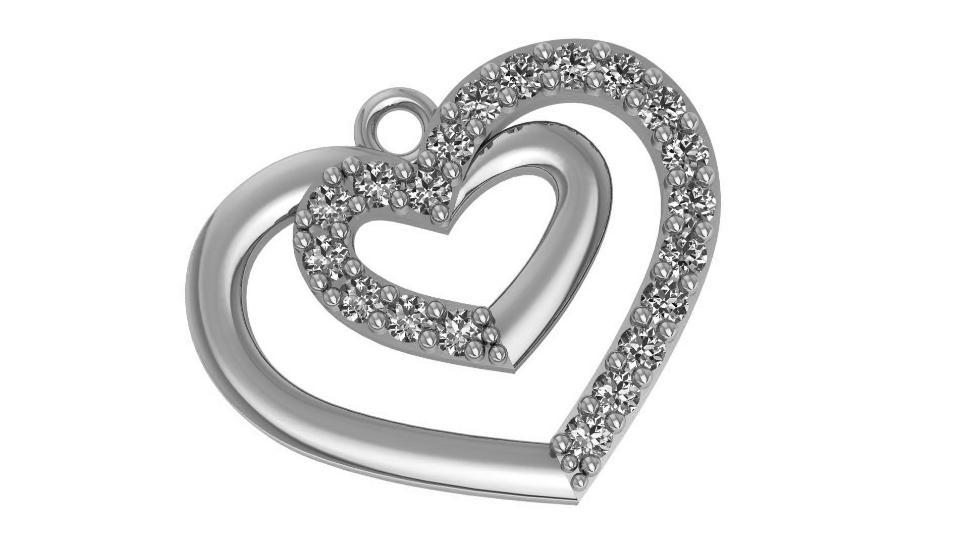 Dual Heart Pendant 3D print model_2