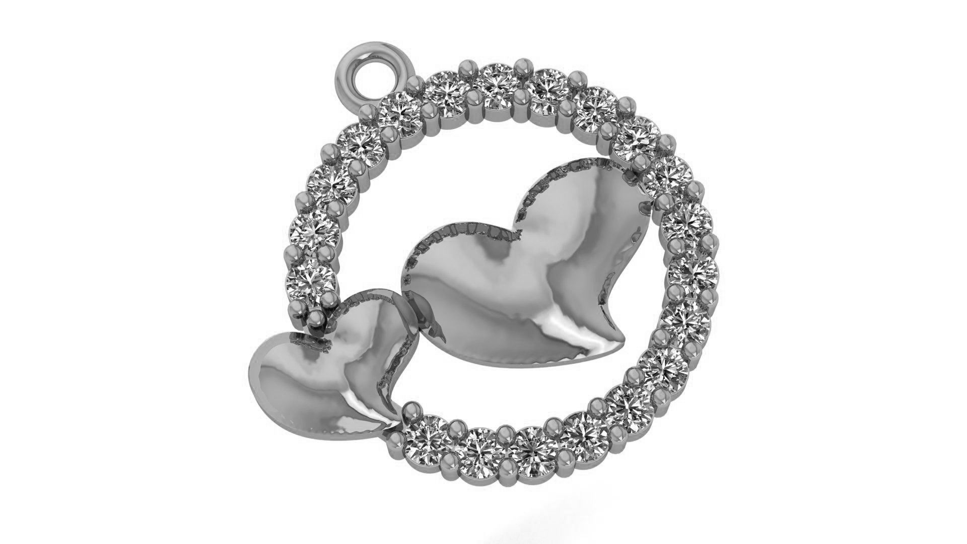 Dual heart pendant 3D print model_2