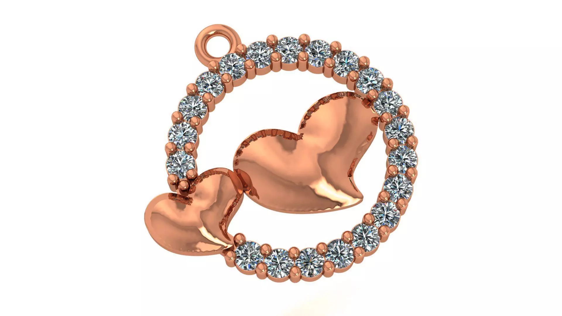 Dual heart pendant 3D print model_0