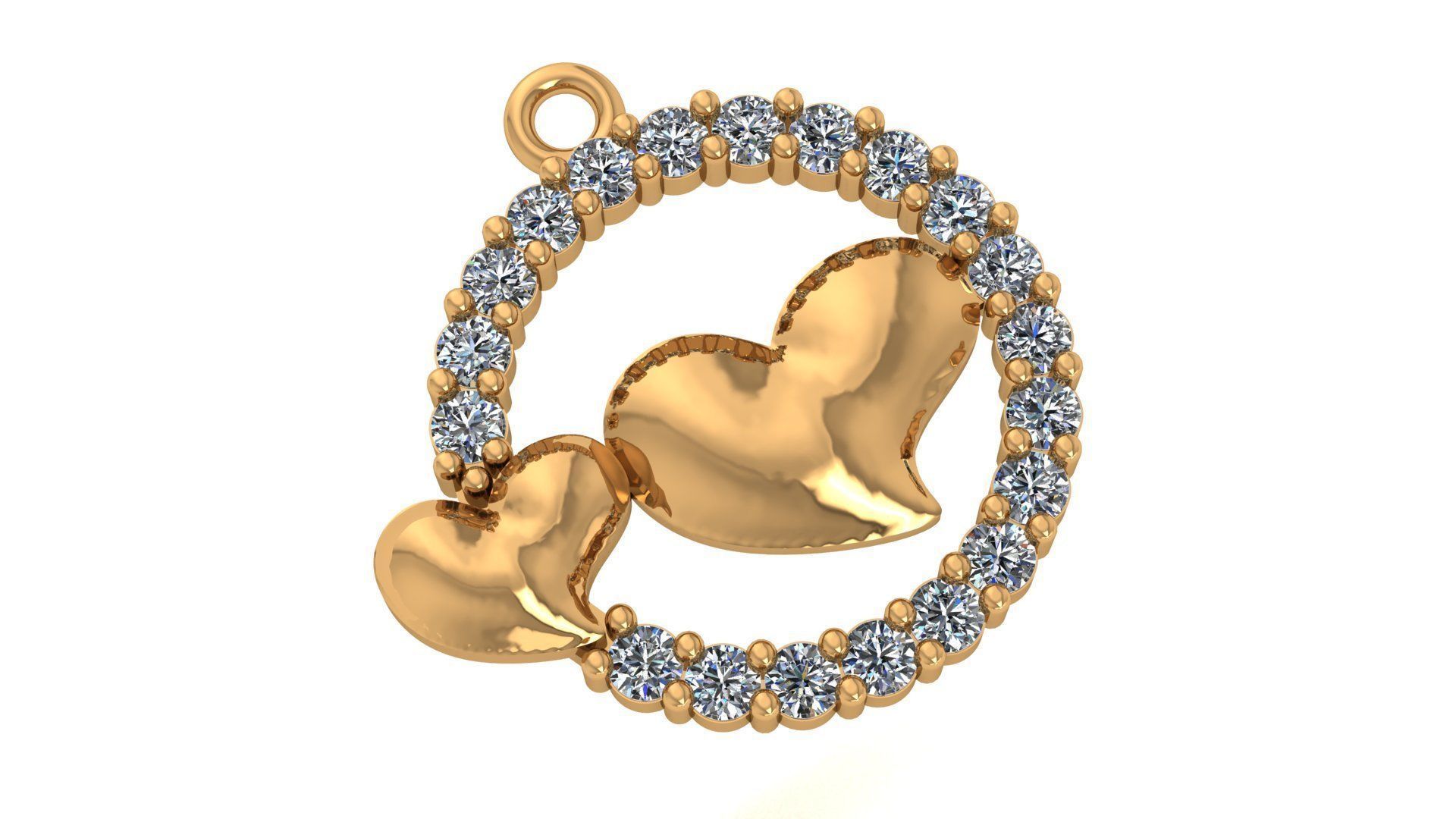 Dual heart pendant 3D print model_1