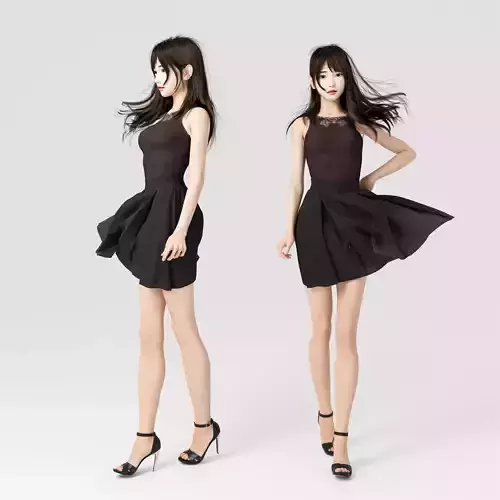 A short skirt woman in a pose