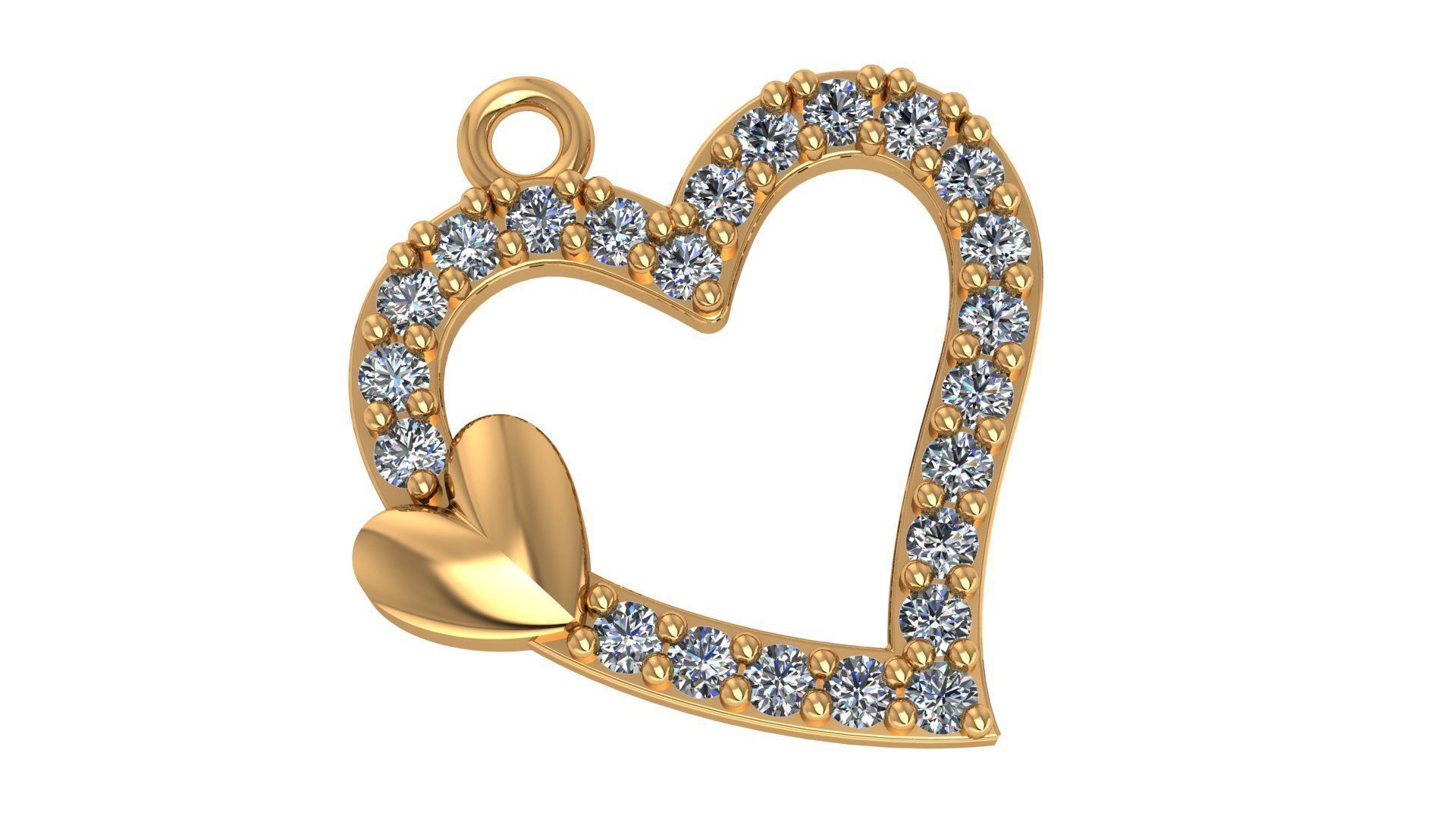 Dual Heart Pendant 3D print model_1