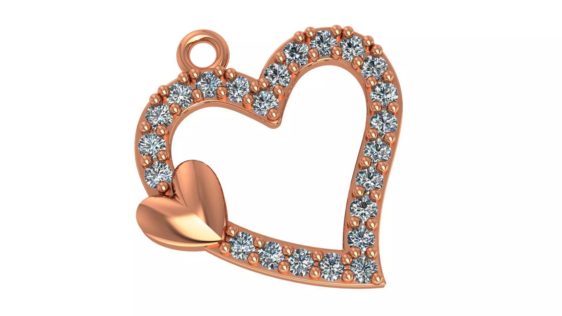 Dual Heart Pendant 3D print model_0