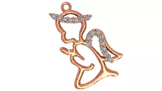 Angel with wings Necklace Charm Pendant 3D print model