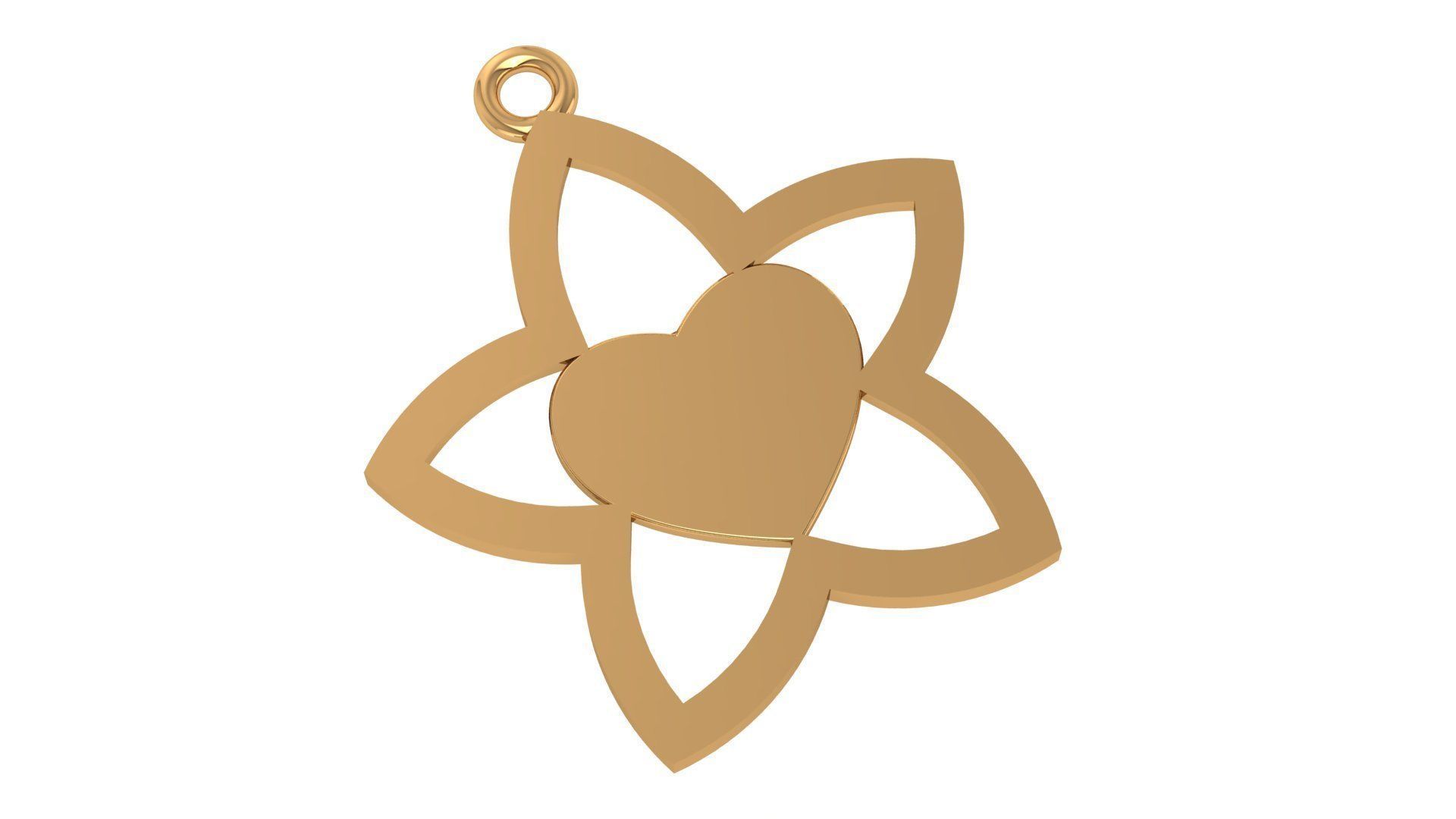 Heart Flower Pendant 3D print model_1