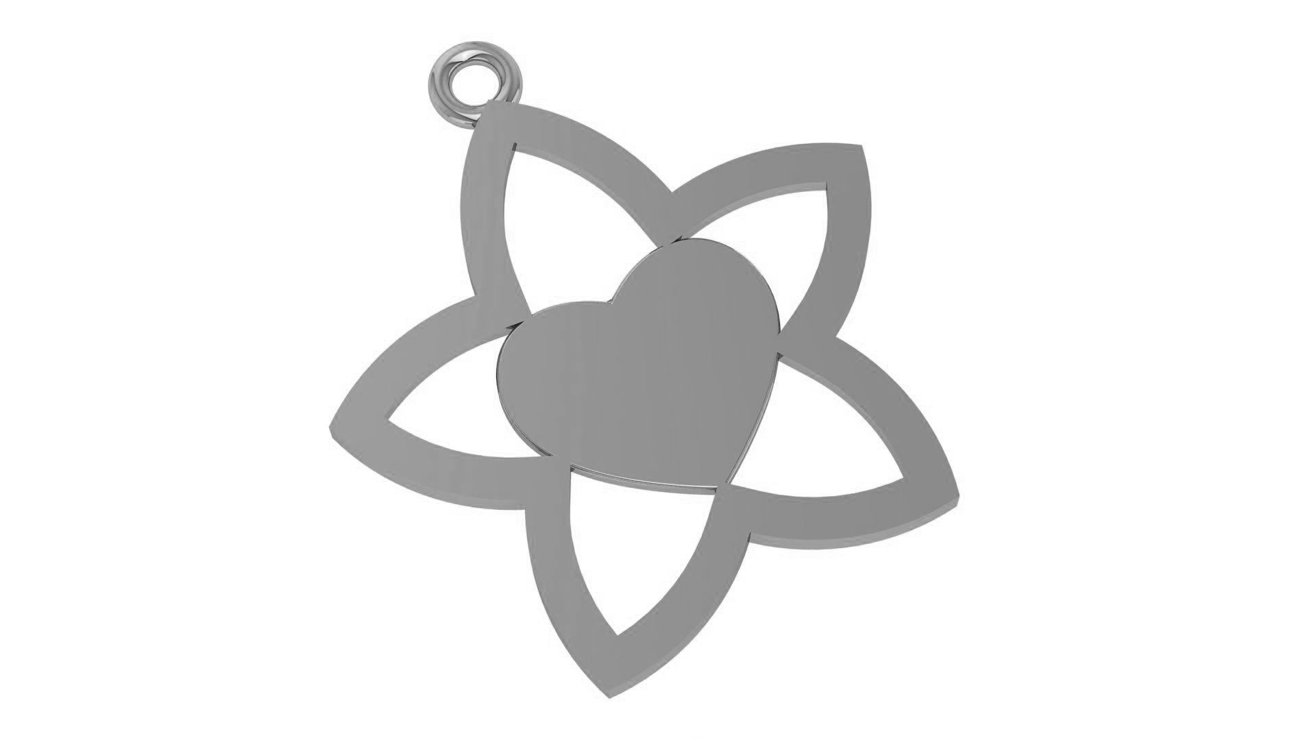 Heart Flower Pendant 3D print model_2