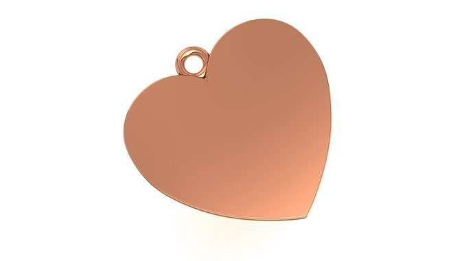 Plain Gold Heart Charm Pendant Necklace 3D print model