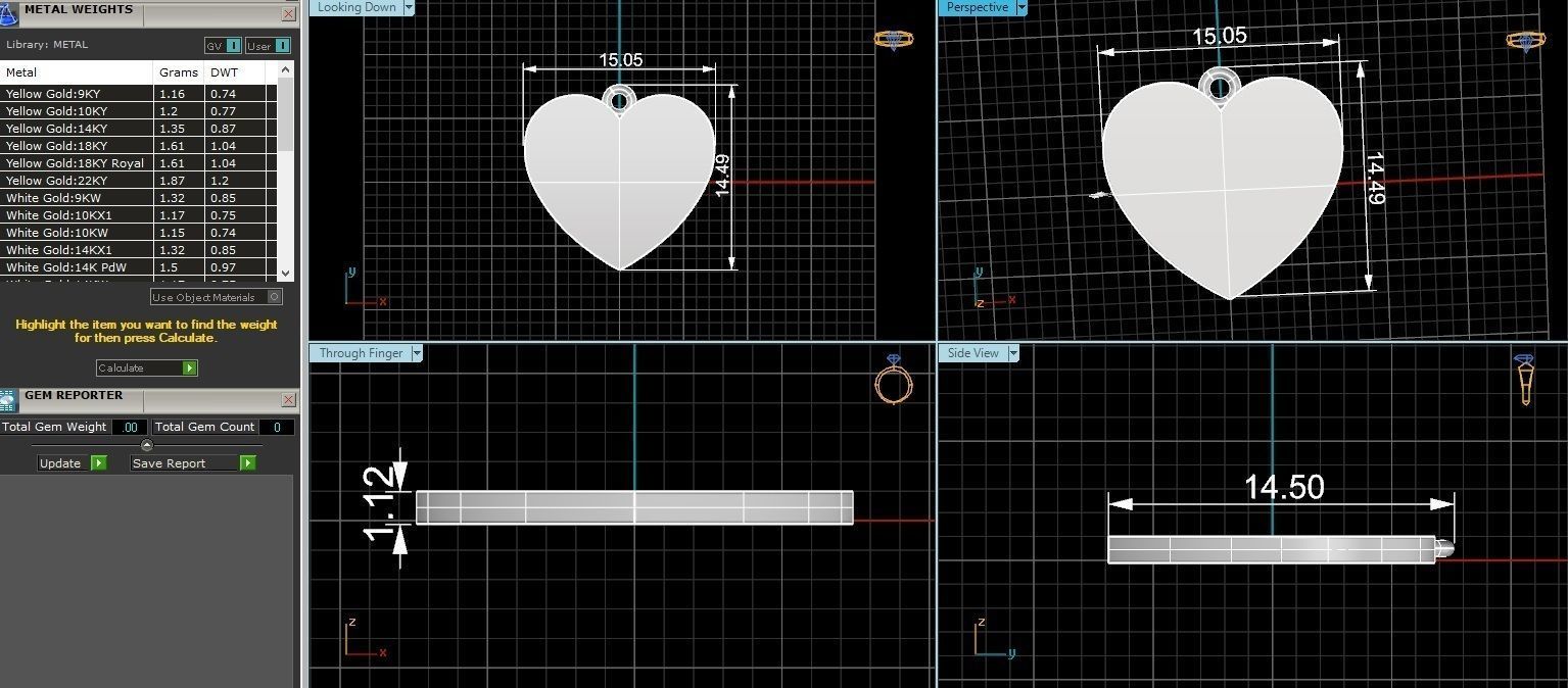 Plain Gold Heart Charm Pendant Necklace 3D print model_3