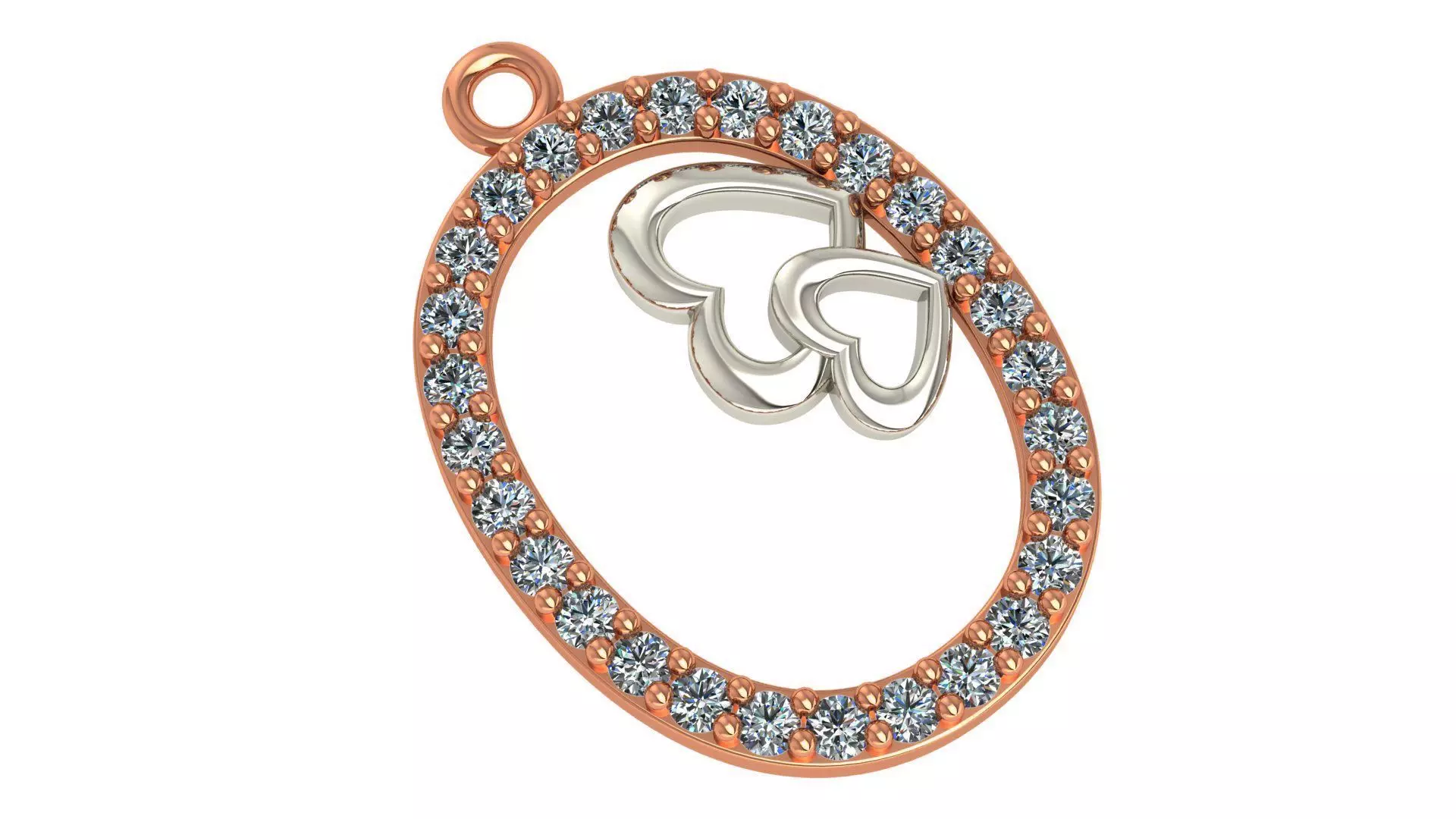 Dual Heart Pendant 3D print model_0