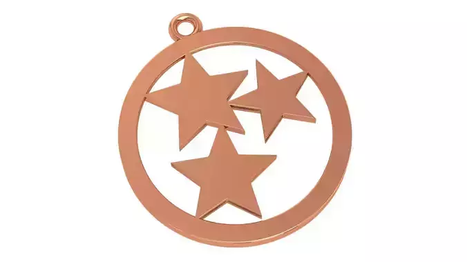 Trio Star Gold Necklace charm Pendant 