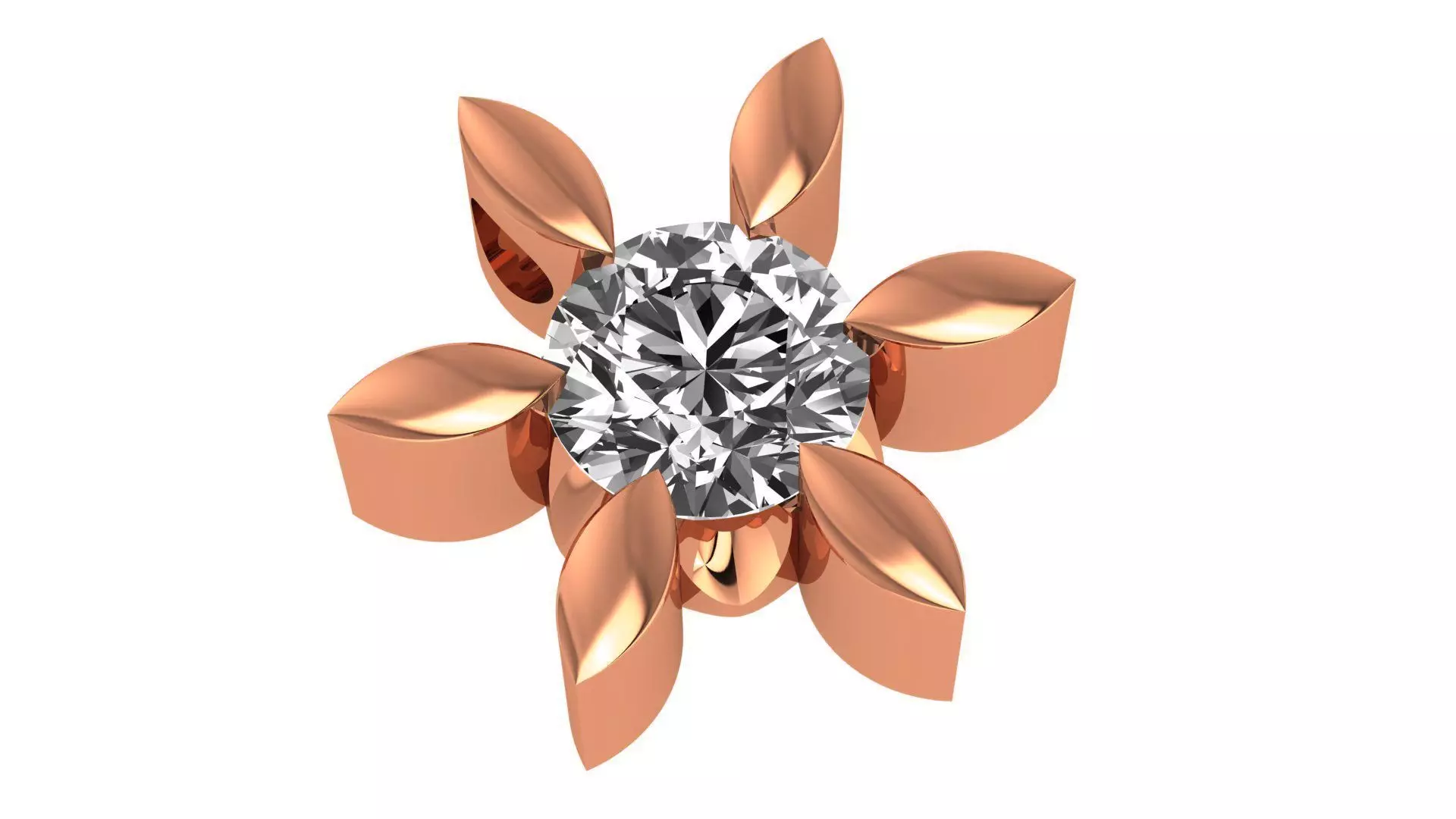 Solitaire Diamond Flower Necklace Charm Pendant 3D print model