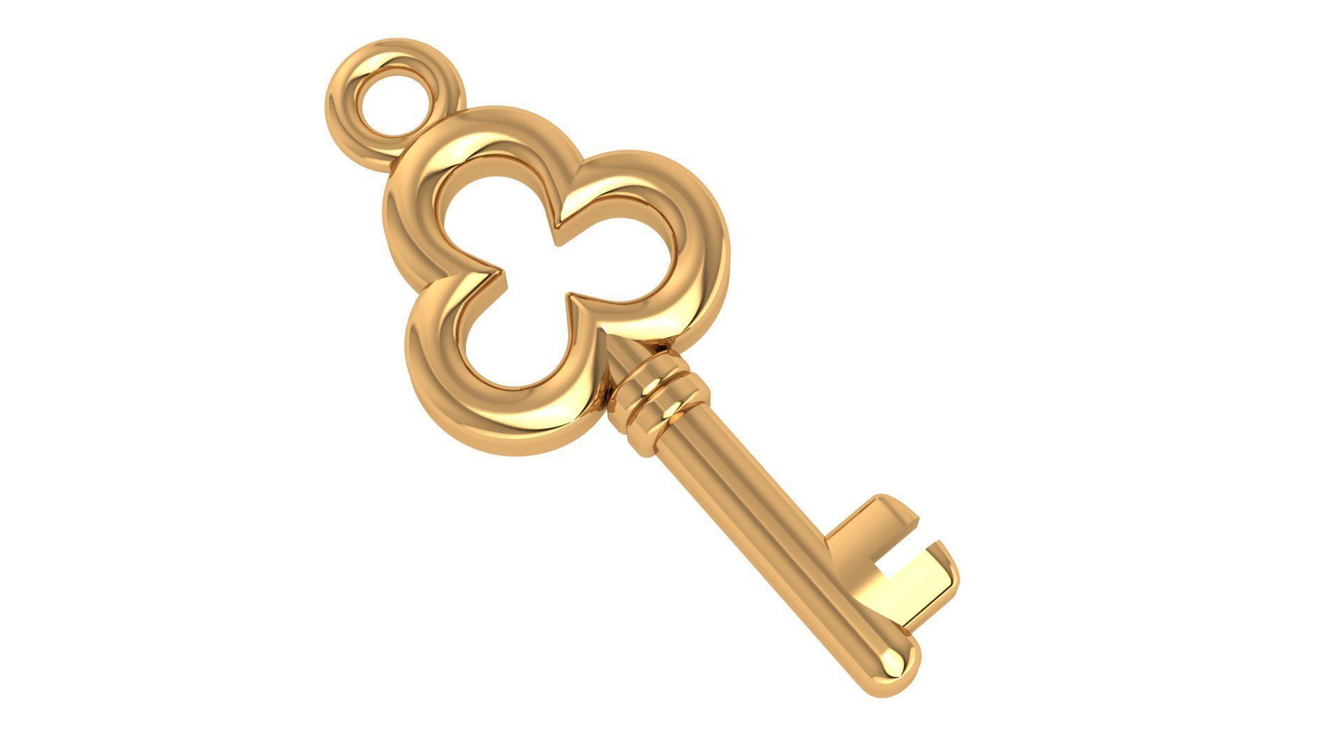 Golden Key Necklace charm pendant 3D print model_1