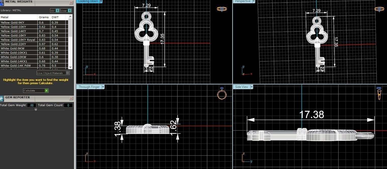 Golden Key Necklace charm pendant 3D print model_3