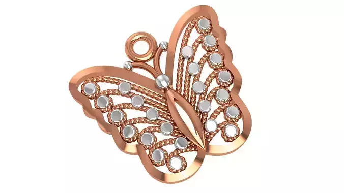 Golden Butterfly Necklace Charm Pendant 3D print model