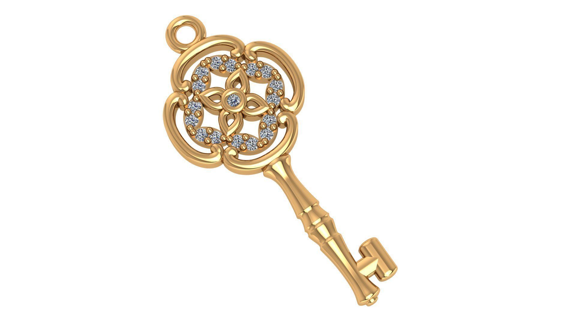 Flower Key Pendant 3D print model_1